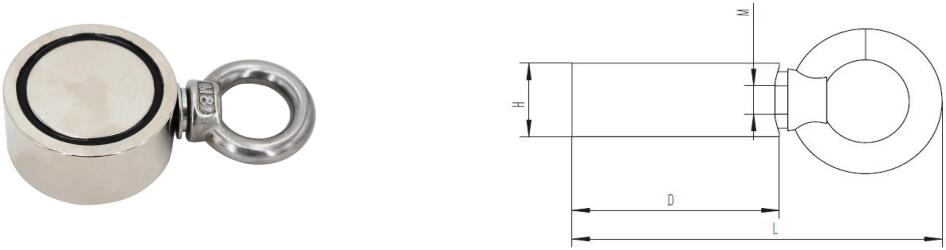 Pot Magnet (NdFeB), With Stainless Steel Hook, Body Lathe Machining, Nickel Coating.